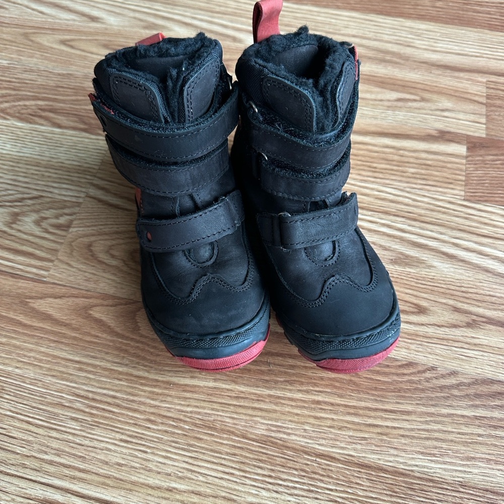 Cozy Black and Red Kids Winter Boots